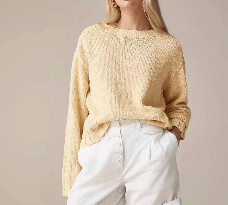 Relaxed Crewneck Beach Sweater In Buff Clay garde
