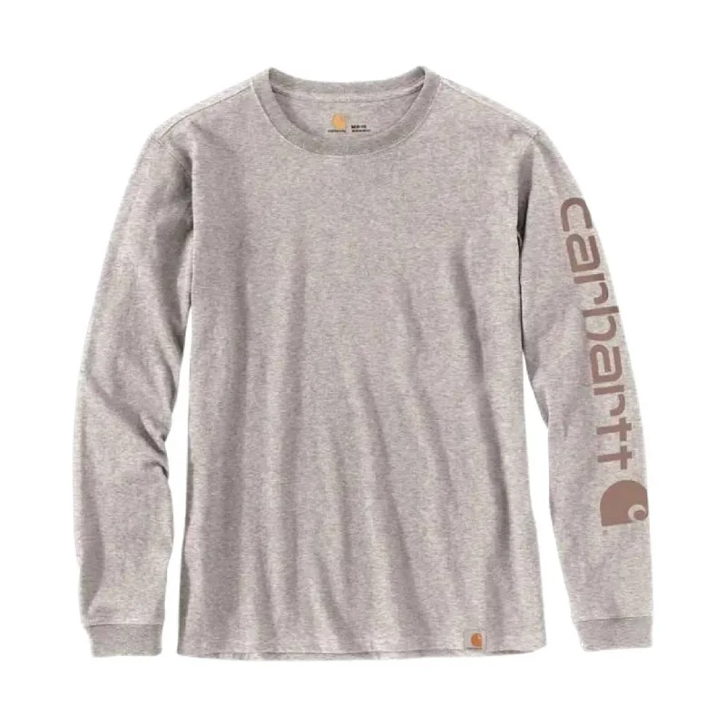 Carhartt Women's Long Sleeve Logo T-Shirt - Heather Gray Classic Women's Tweed
