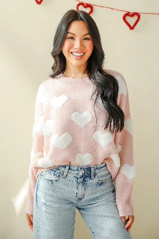 Easily Loved Heart Sweater Traditional Women's Wool
