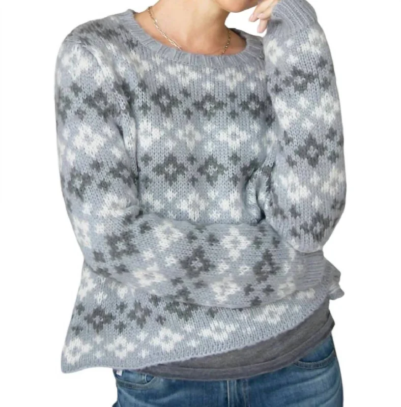 Shrunken Fair Isle Sweater In Sterling Multi Athletic Women's High - 