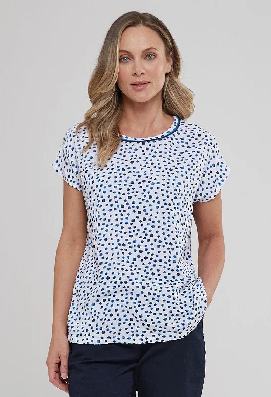 Leena Top Ink Spot Print - Navy/White Modern Women's Tech
