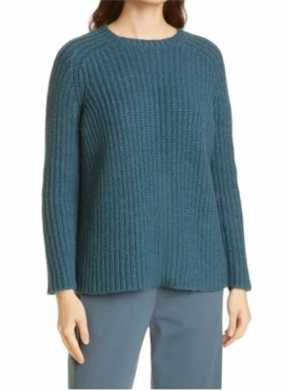 Crew Neck Pullover Sweater In Eucalyptus Trendy Women's Oversized