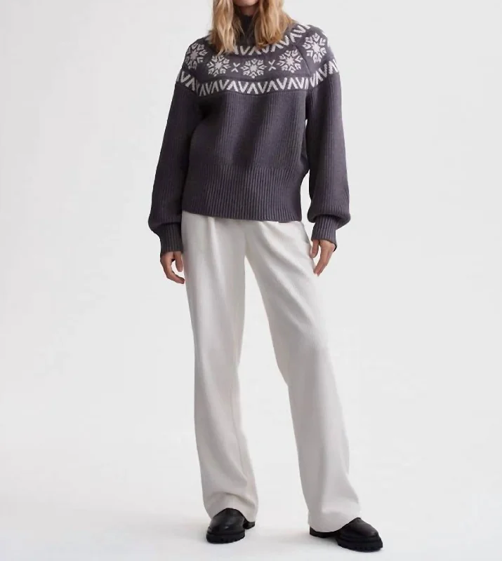 Bowen Fairisle Pullover In Grey Refined Women's 