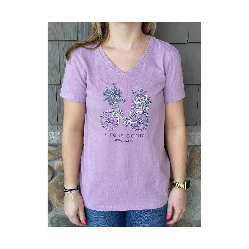 Life Is Good Women's Adirondacks Exclusive Bike Tee - Violet Purple Cool Women's Distressed Life Is Good Women's Adirondacks Exclusive Bike Tee - Violet Purple Cool Women's Distressed