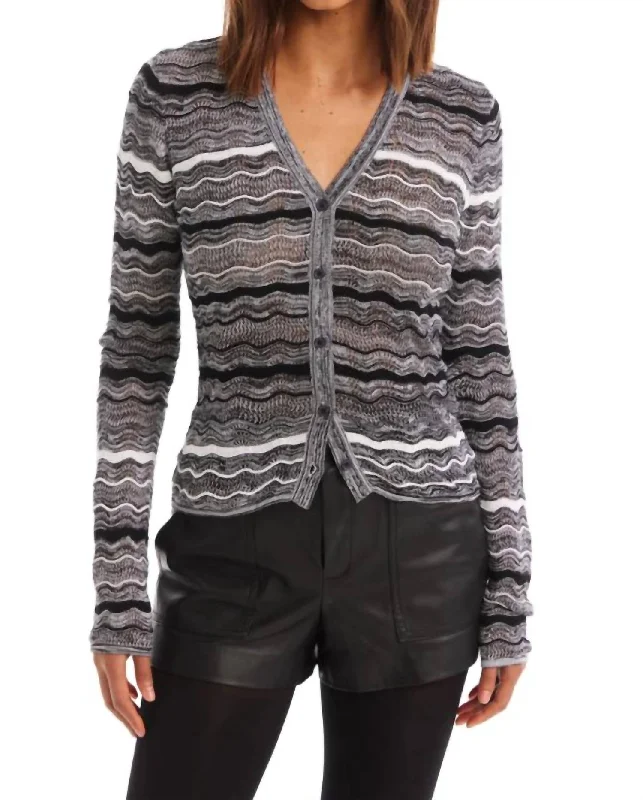 Colleen Cardigan In Black And White Elegant Women's 