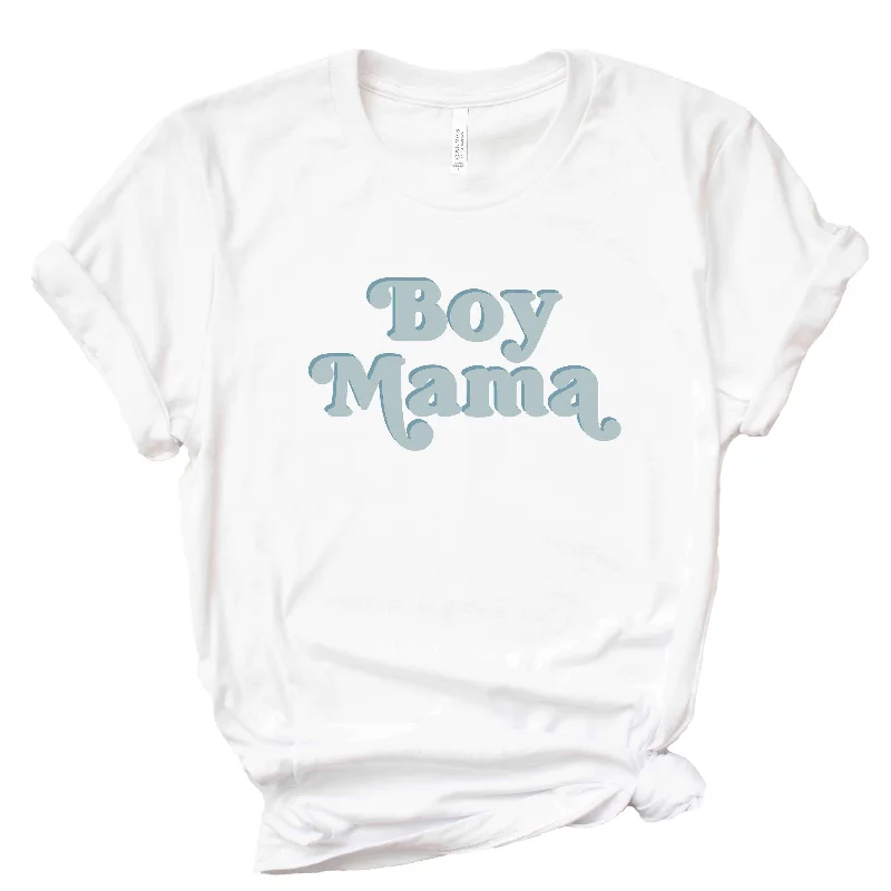 Boy Mama Graphic Tee | White Minimalist Women's Casual