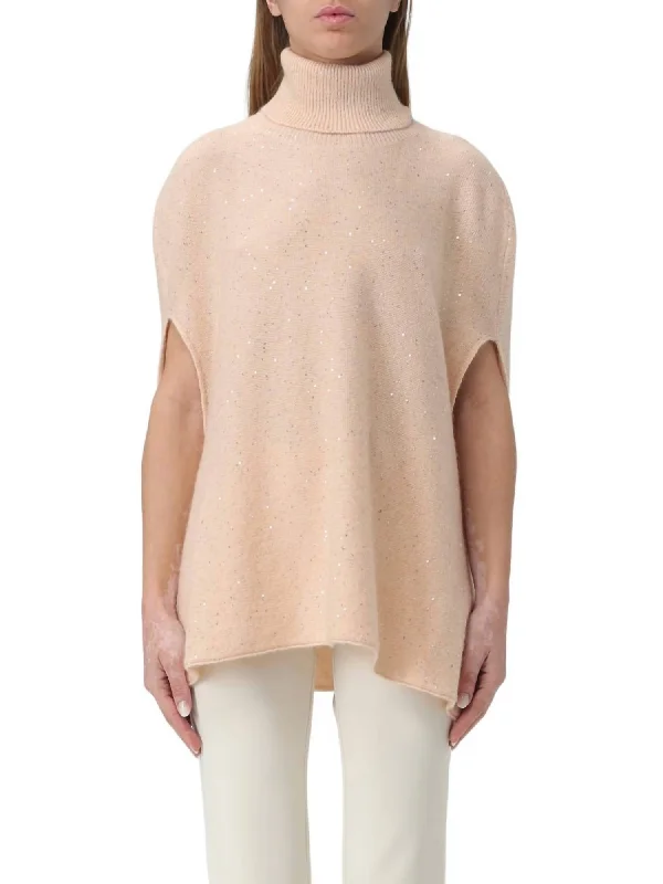 Cashmere Blend Turtleneck Sweater In Cipria Trendy Women's 