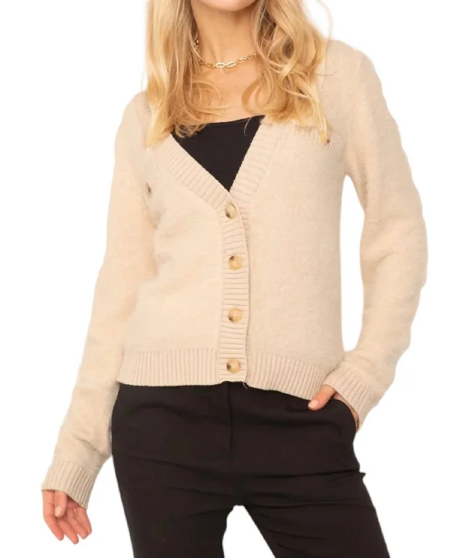Kaylen Eyelash Cardigan In Bone Cozy Women's Winter