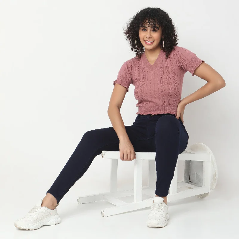 Regular Fit Structured T-Shirt Hip Women's Retro