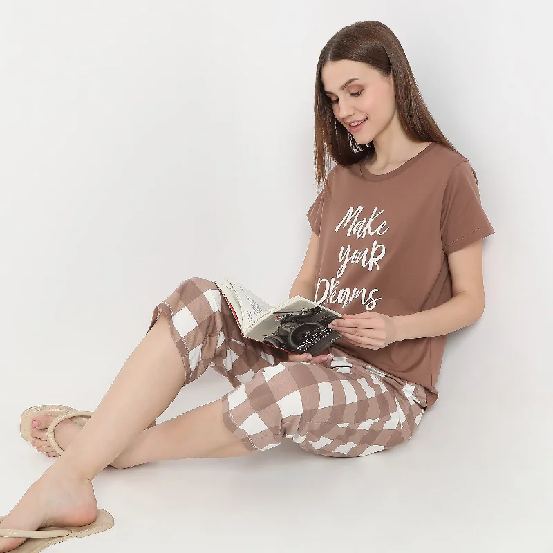 Text Print Straight Lounge T-Shirt Refined Women's Velvet
