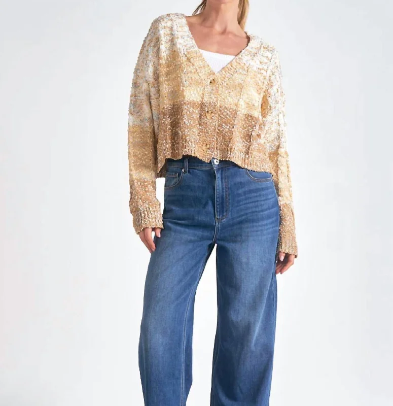 Ombre Cardigan In Beige Disco