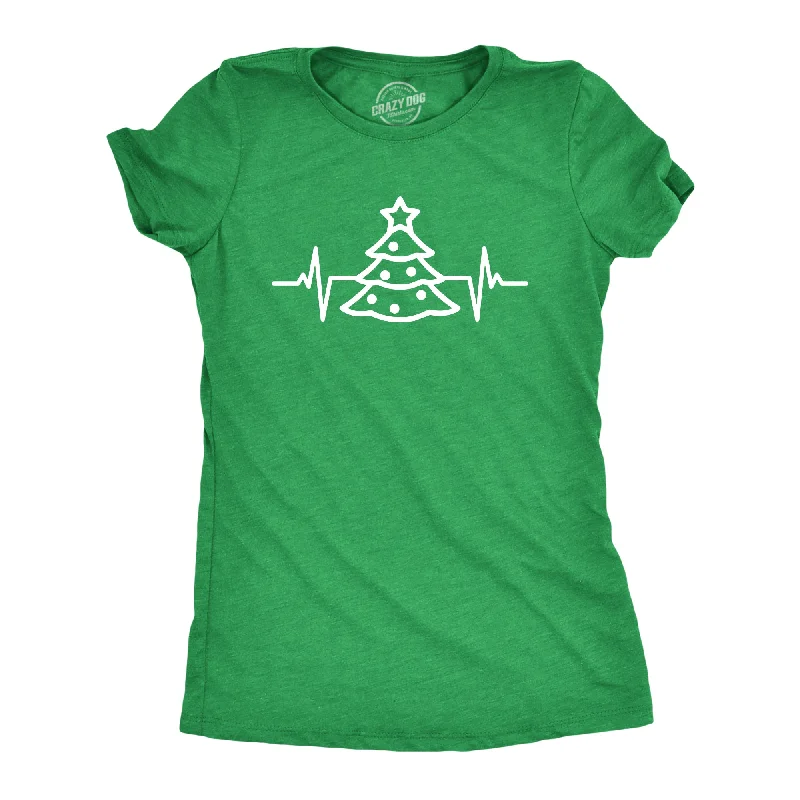 Christmas Tree Heart Beat Women's T Shirt Hip Women's Retro