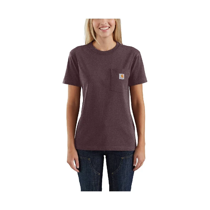Carhartt Women's Loose Fit Heavyweight Short-Sleeve Pocket T-Shirt - Blackberry Heather garde Carhartt Women's Loose Fit Heavyweight Short-Sleeve Pocket T-Shirt - Blackberry Heather garde