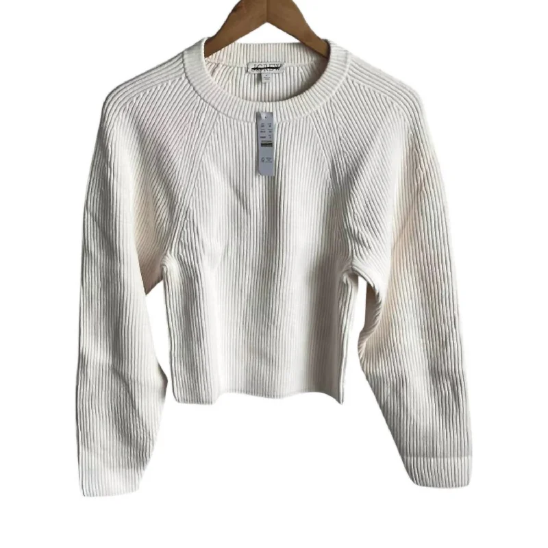 Women's Raglan Fitted-Waist Crewneck Sweater In Ivory Gym