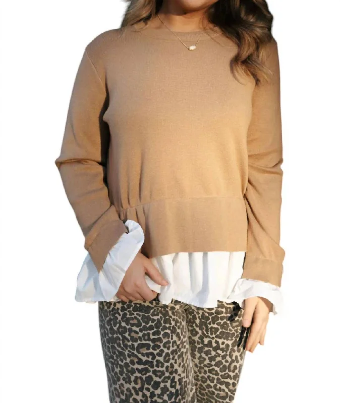 Combo Sweater In Camel Sharp Women's Italian
