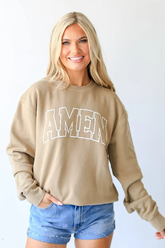 Tan Amen Sweatshirt Refined Women's 