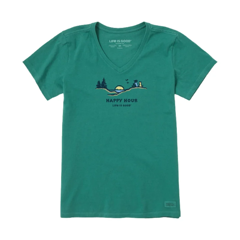 Life Is Good Women's Jackie Happy Hour Pines Crusher Vee - Spruce Green Feminine Women's Style 