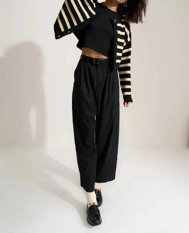 Fiona Stripe Cardigan In Black & White Minimalist Women's Casual