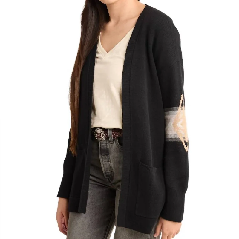 Sierra Springs Cardigan In Black Harding Multi Sophisticated Women's 