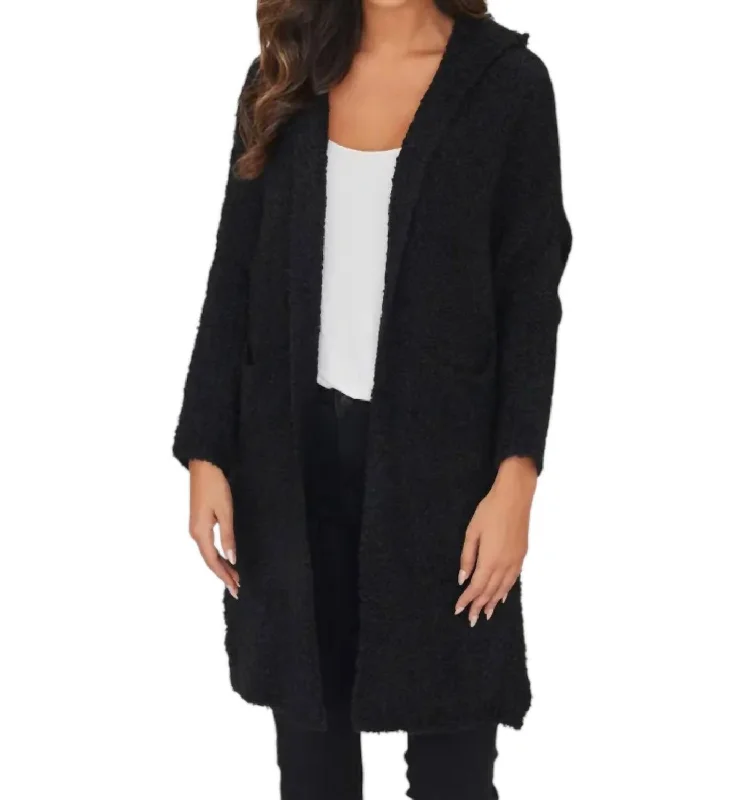 Boucle Knit Cardigan In Black Dynamic Women's Moto