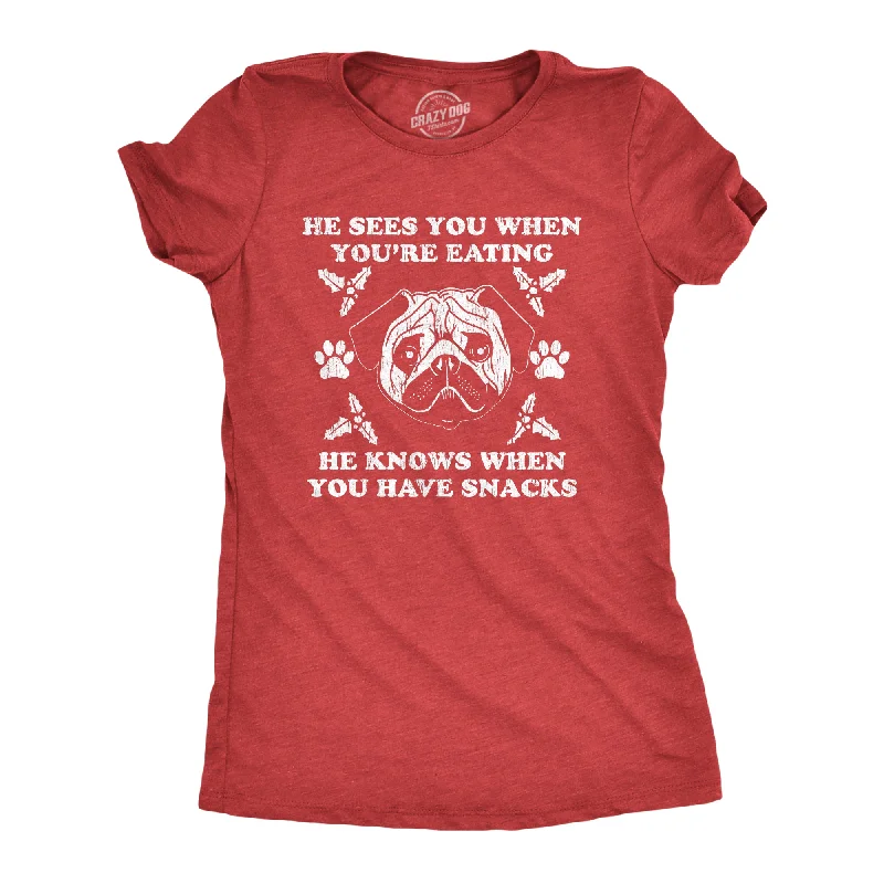 He Sees You When You're Eating Women's T Shirt Monochromatic All - in - one