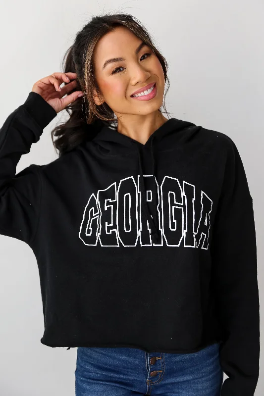 Black Georgia Cropped Hoodie Bold Women's Statement