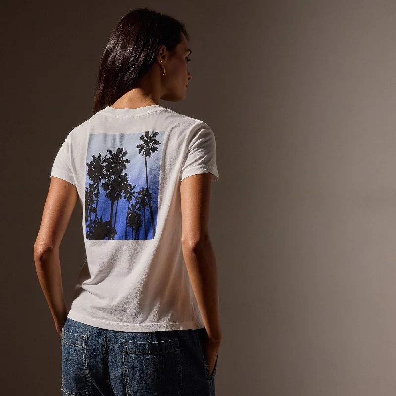 Ombrè Palms Graphic Tee - White/Blue Sustainable Organic