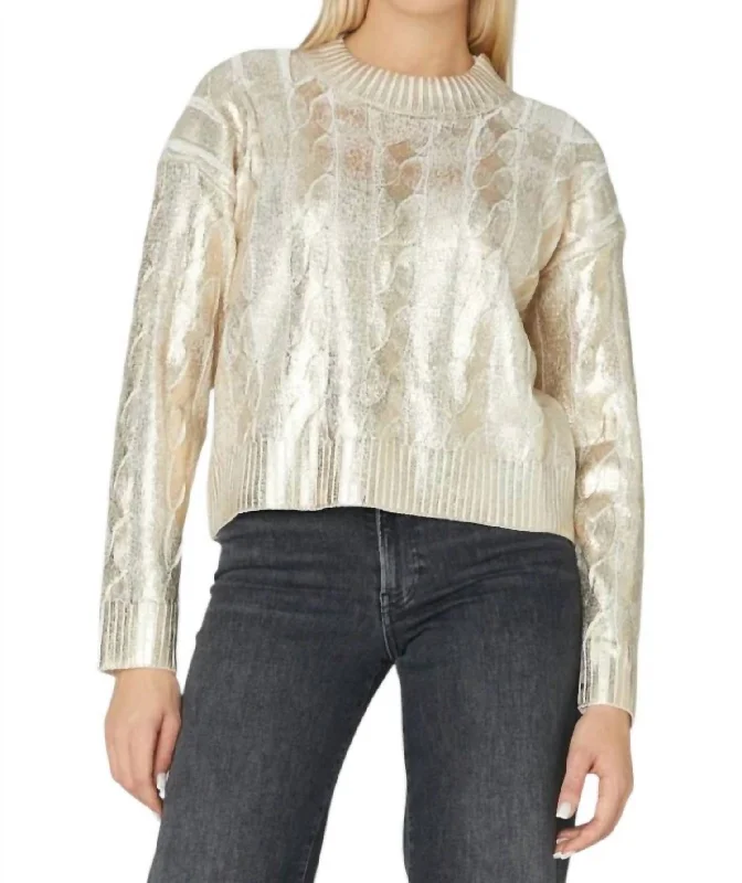 Cory Cotton Blend Sweater In Gold Foil Sleek Women's 