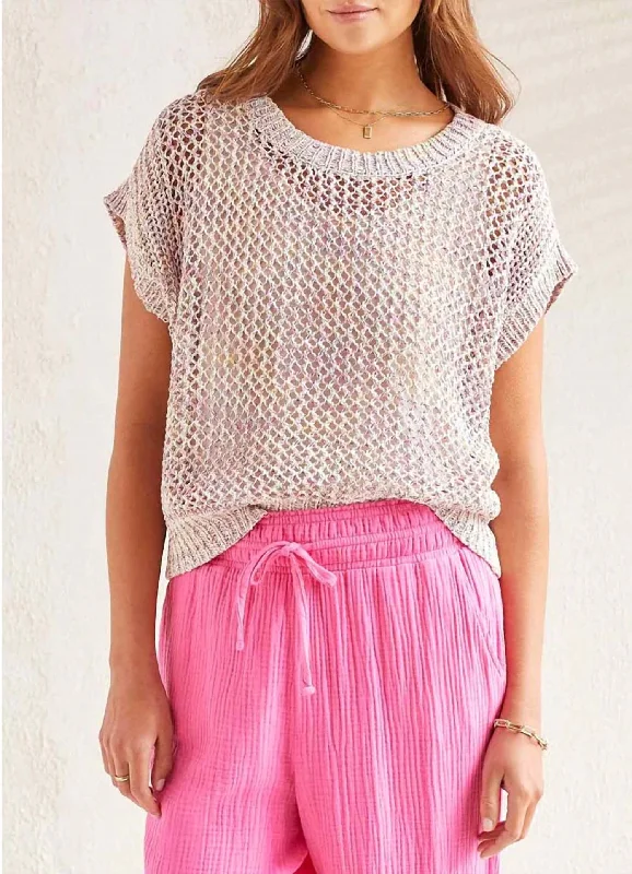 Boatneck Open-Stitch Sweater Top In Plum Artistic Women's Avant - 