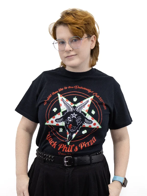 Black Phil's Pizza T-Shirt HAUNTWARES Artistic Women's Avant - 