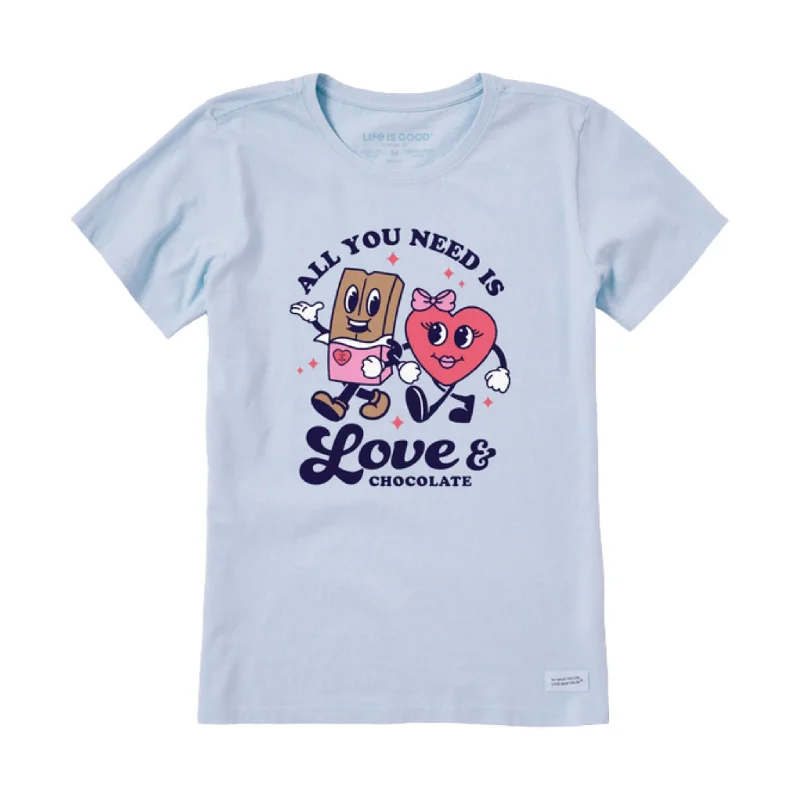 Life Is Good Women's Love & Chocolate Crusher Tee - Glacier Blue Business