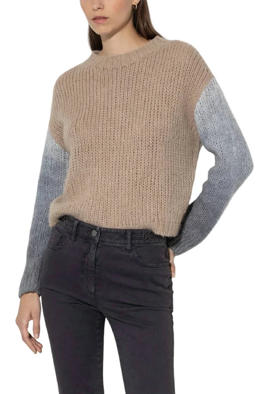 Sweater With Spray Effect In Soft Camel Cool Women's Distressed