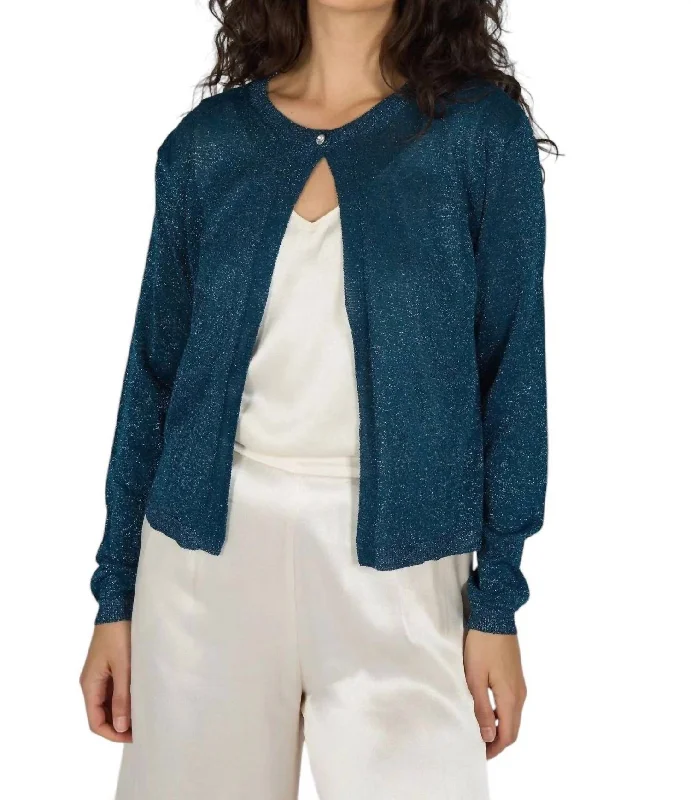 Ava Cardigan In Blue Dapper Women's Bow - adorned