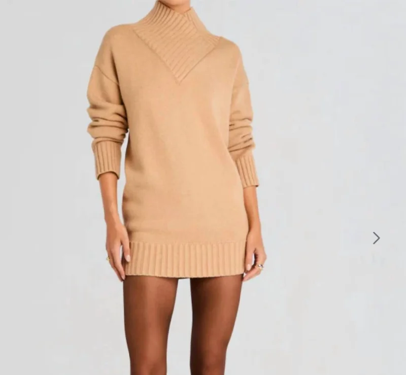Dessa Chunky Knit Sweater In Tan Monochromatic Office Style