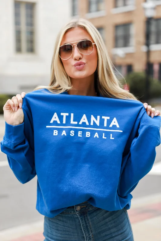 Royal Blue Atlanta Baseball Pullover Stylish Women's Neon