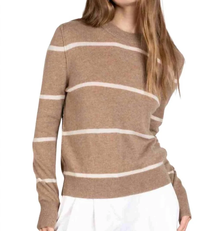 Cashmere Striped Syd Sweater In Brown Feminine Women's Style 