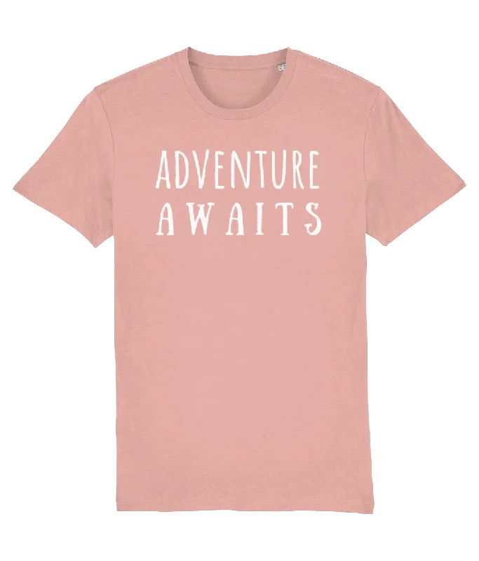 Adventure Awaits Writing Unisex Organic Cotton T-shirt Dynamic Women's High - energy