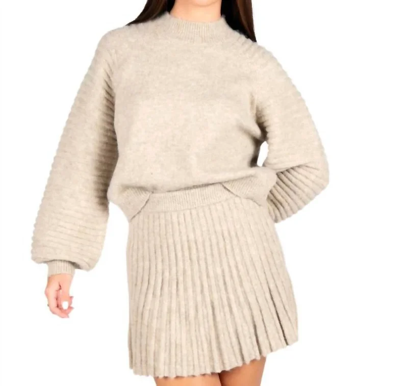 Kat Sweater Top In Heathered Oat Elegant Women's 
