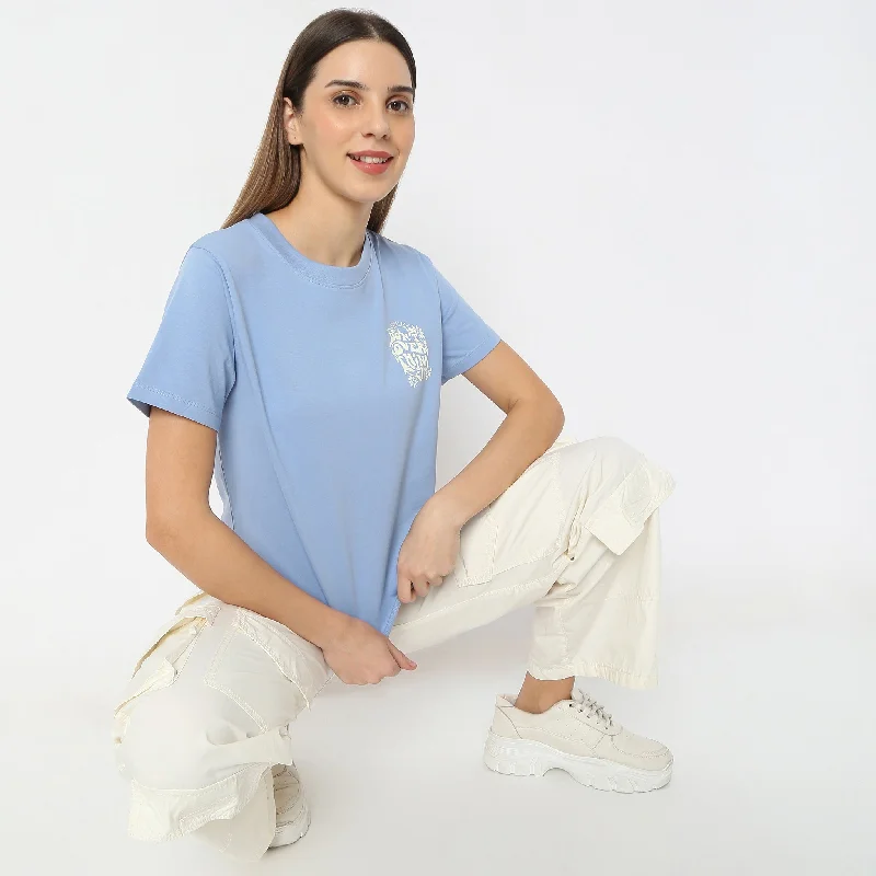 Slim Fit Front & Back Print T-Shirt Cool Women's Distressed