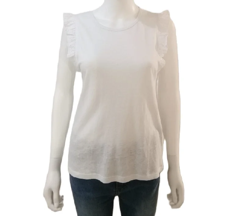 84276238 Ruffled Sleeve T-Shirt -  White Scandinavian