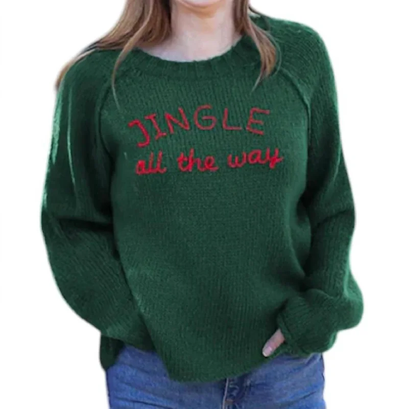 Jingle Raglan Sweater In Kale Green Refined Women's 
