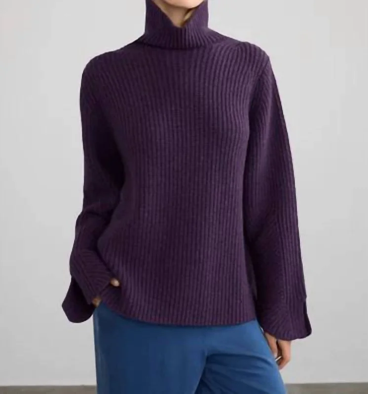Pizza T-Neck In Eggplant Laid - back Women's Vibe
