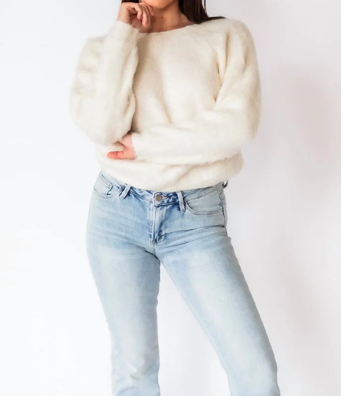 Adelynn Twist-Back Sweater In White Classic Women's Tweed