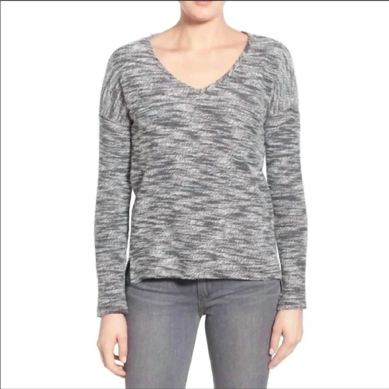 Martine Marled Cotton V Neck Sweater In Multicolor Sporty Women's Tennis