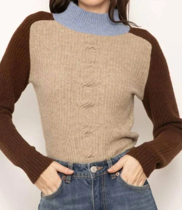 Deacon Tuck Neck Cable Sweater In Chocolate Preppy Women's College