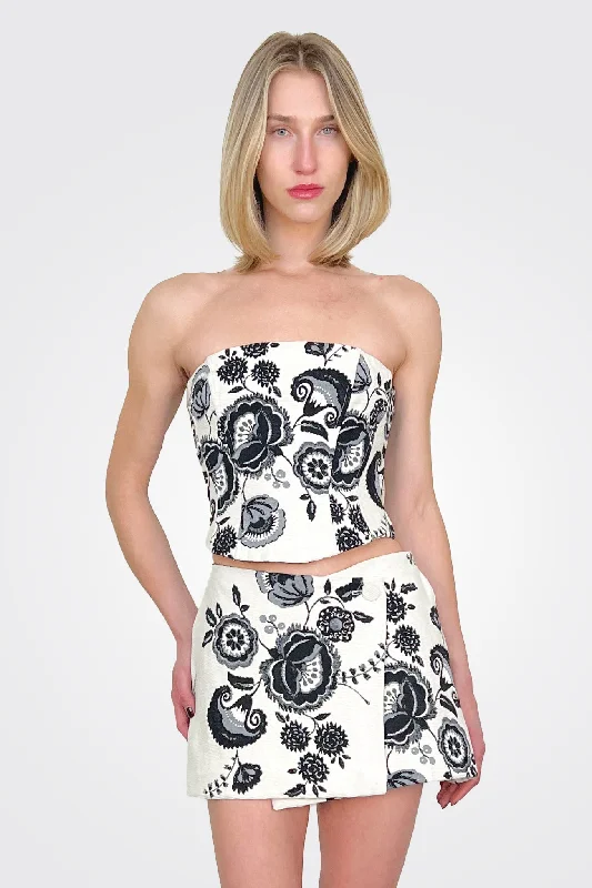 Ivit Crop Top - White Jacquard French