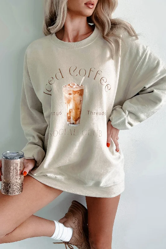 I'll Take An Ice Coffee Graphic Sweatshirt (Sand) Modern Women's 