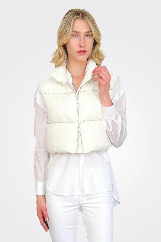 Cropped Puffer Vest - Off White purpose