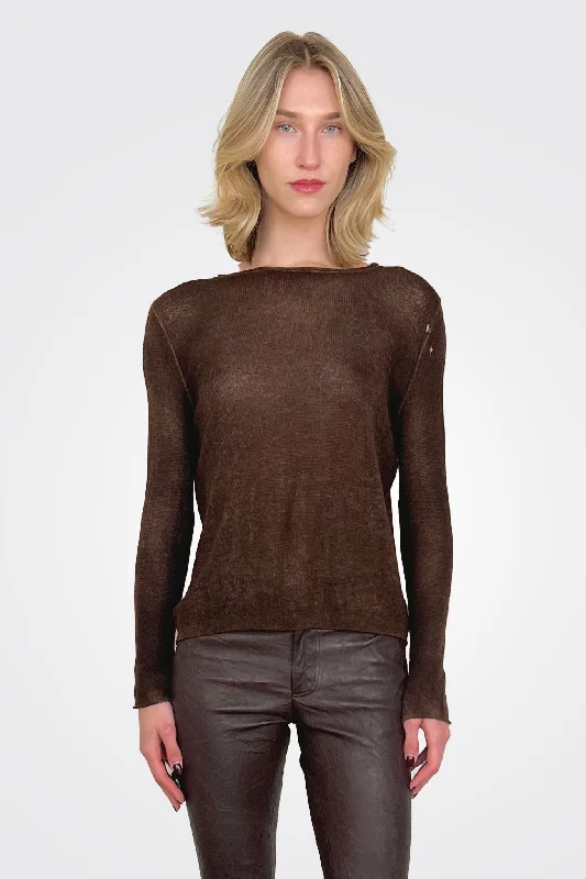 Reversible Cashmere Light Pullover - Brown Black Sporty Women's Athleisure 