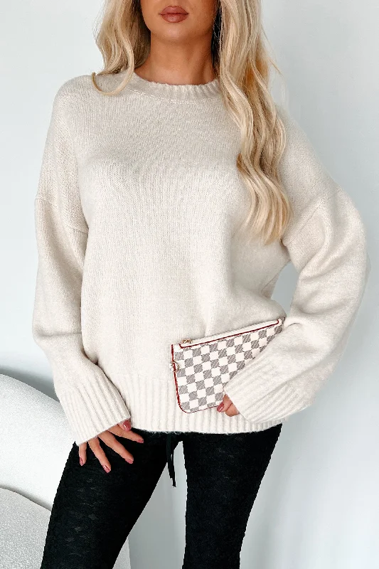 Reed Oversized Crewneck Sweater (Cream) Sleek Women's 